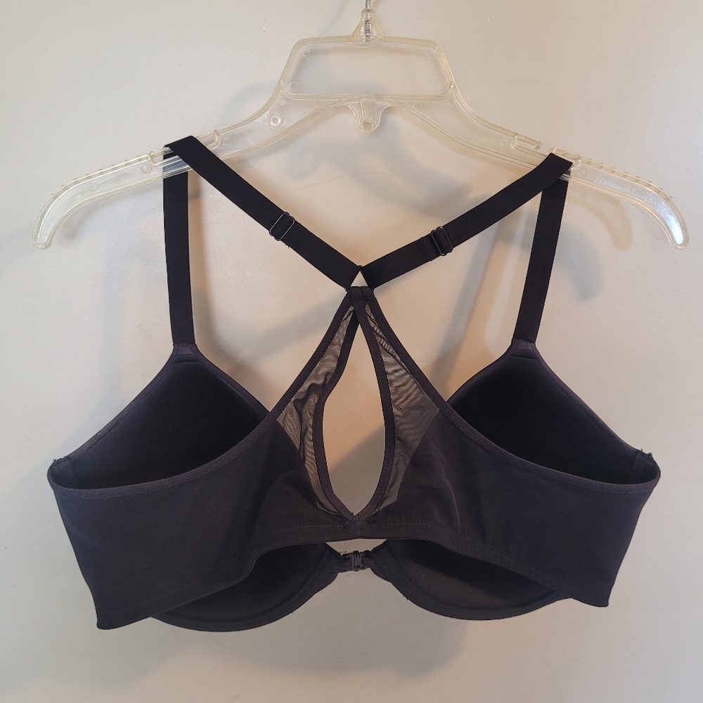 Maidenform Bra DM 7550 Racerback Black Sz 38D Front Close Underwire Lined EUC